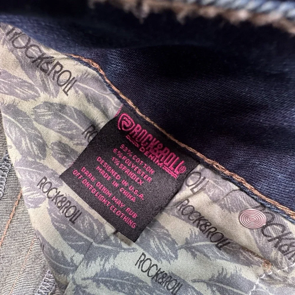 Rock & Roll‎ Cowgirl Denim Jeans High Rise Trouser Women's 34x30 Dark Blue - Picture 3 of 7
